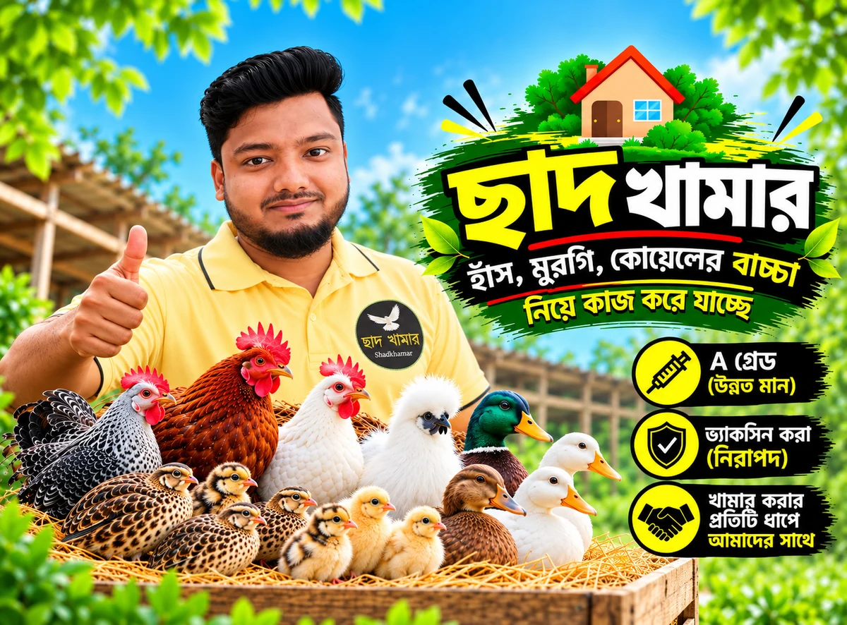 ছাদ খামারের মুরগি, কোয়েল ও হাঁসসহ প্রচারমূলক ছবি